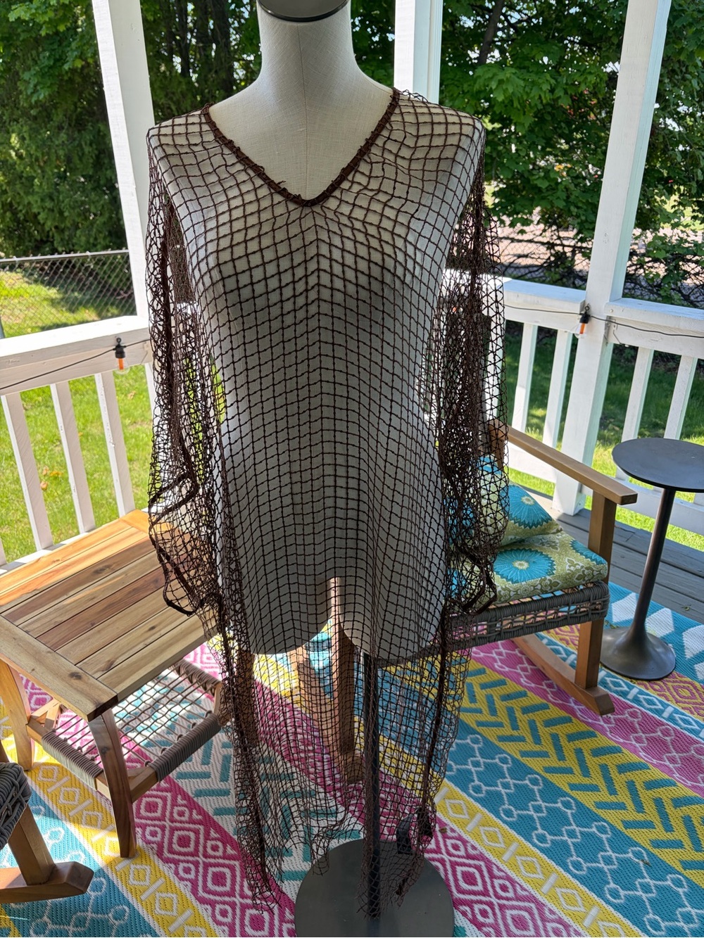 Zara Brown Crochet Mesh Swim Coverup